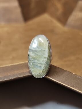 Oval Aquamarine Stone Women's Ring -